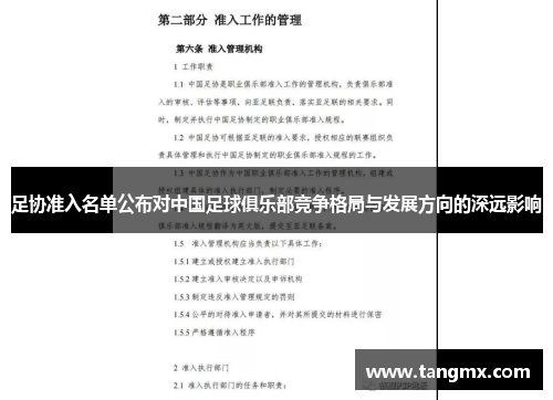 足协准入名单公布对中国足球俱乐部竞争格局与发展方向的深远影响